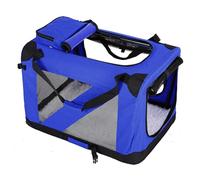 Soft Dog Crate Collapsiblee Dog Crate Portable for Car Oxford Cloth Fabric with Steel Tube Frame for Medium Large Dogs Up To 60kg with Bottom Cushion(Blue,105 * 76 * 76cm)