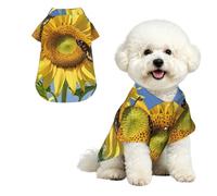 Soft Dog Hawaiian Shirt Comfortable Breathable Cool Dog Summer Clothes | Butterflys On The Sunflowers Dog Summer T-Shirt Puppy Clothes Fun Beach Outfit For Small To Medium Dog Party Costume