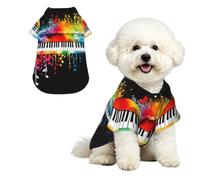 Soft Dog Hawaiian Shirt Comfortable Breathable Cool Dog Summer Clothes | Colorful Piano Keyboard Music Note Dog Summer T-Shirt Puppy Clothes Fun Beach Outfit For Small To Medium Dog Party Costume