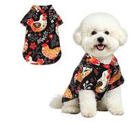 Soft Dog Hawaiian Shirt Comfortable Breathable Cool Dog Summer Clothes | Cute Rooster Chickens Dog Summer T-Shirt Puppy Clothes Fun Beach Outfit For Small To Medium Dog Party Costume