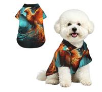 Soft Dog Hawaiian Shirt Comfortable Breathable Cool Dog Summer Clothes | Fire And Water Phoenix Dog Summer T-Shirt Puppy Clothes Fun Beach Outfit For Small To Medium Dog Party Costume