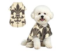 Soft Dog Hawaiian Shirt Comfortable Breathable Cool Dog Summer Clothes | Fleur-De-Lis And Coat Arms Knight Dog Summer T-Shirt Puppy Clothes Fun Beach Outfit For Small To Medium Dog Party Costume
