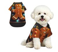 Soft Dog Hawaiian Shirt Comfortable Breathable Cool Dog Summer Clothes | Gingerbread Man On Wooden Board Dog Summer T-Shirt Puppy Clothes Fun Beach Outfit For Small To Medium Dog Party Costume