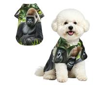 Soft Dog Hawaiian Shirt Comfortable Breathable Cool Dog Summer Clothes | Gorilla In The Grass Dog Summer T-Shirt Puppy Clothes Fun Beach Outfit For Small To Medium Dog Party Costume