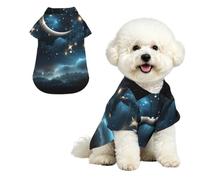 Soft Dog Hawaiian Shirt Comfortable Breathable Cool Dog Summer Clothes | Nightsky Hanging Moon Stars Dog Summer T-Shirt Puppy Clothes Fun Beach Outfit For Small To Medium Dog Party Costume