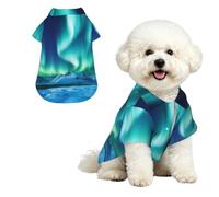 Soft Dog Hawaiian Shirt Comfortable Breathable Cool Dog Summer Clothes | Northern Lights Dog Summer T-Shirt Puppy Clothes Fun Beach Outfit For Small To Medium Dog Party Costume