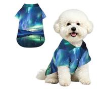 Soft Dog Hawaiian Shirt Comfortable Breathable Cool Dog Summer Clothes | Northern Lights Dog Summer T-Shirt Puppy Clothes Fun Beach Outfit For Small To Medium Dog Party Costume