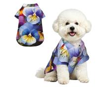 Soft Dog Hawaiian Shirt Comfortable Breathable Cool Dog Summer Clothes | Pansy Perfection Dog Summer T-Shirt Puppy Clothes Fun Beach Outfit For Small To Medium Dog Party Costume