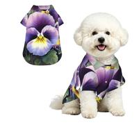Soft Dog Hawaiian Shirt Comfortable Breathable Cool Dog Summer Clothes | Pansy Perfection Dog Summer T-Shirt Puppy Clothes Fun Beach Outfit For Small To Medium Dog Party Costume