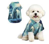 Soft Dog Hawaiian Shirt Comfortable Breathable Cool Dog Summer Clothes | Polar Bears Northern Lights Dog Summer T-Shirt Puppy Clothes Fun Beach Outfit For Small To Medium Dog Party Costume