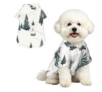 Soft Dog Hawaiian Shirt Comfortable Breathable Cool Dog Summer Clothes | Ski Lift With Fir Tree Dog Summer T-Shirt Puppy Clothes Fun Beach Outfit For Small To Medium Dog Party Costume