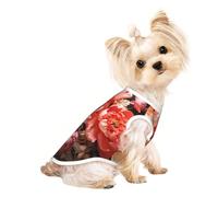 Soft Dog T-shirt Small Pet Vest Breathable Mesh, Brightly colored peonies Print Cute Pet Tank Top Puppy Shirt for Dogs Cats Summer Clothes Large