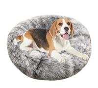 Soft Donut Dog Bed Round Dog Houses Non-Slip Plush Washable Cat Beds Warming Comfortable Round Pet Bed for Small Medium Large Black 80cm