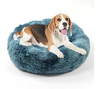 Soft Donut Dog Bed Round Dog Houses Non-Slip Plush Washable Cat Beds Warming Comfortable Round Pet Bed for Small Medium Large White Blue 60cm