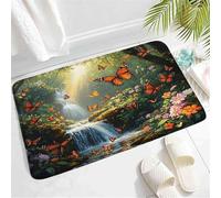 Soft Door Mats Indoor Waterfall Fairy Tale Colorful Flower Butterfly Tropical Nature Landsc Doormats Dirt Trapper Door Mat 40×60cm for Hall,Corridor,Store