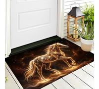 Soft Doormat Fantasy Nebula Animals 80X120Cm Rug, Non Slip Absorbent Mats Microfiber Runner Carpet Rusty Brown Mysterious Golden Horse, Washable Doormat For Indoor Corridor, Kitchen, Bathroom