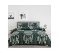 Soft Dream Catcher Duvet Cover Set Boho Feather Mandala Bedding Soft Cozy Reversible Dark Green Quilt Beautiful(US Twin(173x229cm))