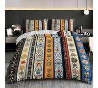 Soft Duvet Cover Set Euro Size 60x79 inch, Traditional Geometric Pattern 3PCS Bedding Sets with Zipper Closure, Colorful Soft Comfy Microfiber Single Quilt Cover with 2 Pillowcases for kids Adults