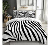 Soft Duvet Cover Set King Size, 3PCS Zebra Stripes Print Comforter Cover Set, Double-Sided Microfiber Duvet Cover with Pillow Shams Bedding Set, With Zipper