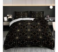 Soft Duvet Cover Set Super King 102x87 inch, Modern Geometric Lines 3PCS Bedding Sets with Zipper Closure, Black Soft Comfy Microfiber Double Quilt Cover with 2 Pillowcases for kids Adults