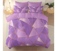 Soft Duvet Cover Set with Zipper Closure and 4 Corner Ties, Geometric Minimalism Herringbone Printing theme Reversible Design Bedding, Purple Brushed Microfiber Quilt Cover, Double Size 200 x 200 cm
