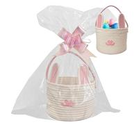 Soft Easter Basket - Easter Bunny Storage, Basket Bag Rabbit Bucket Bag, Cotton Rope Rabbit Bucket, Tote Bag, Storage Basket, Easter Decorations Treat Basket for Party Favours