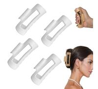 Soft Elastic Fashion Shark Clips - Non-Slip Hair Claw Clips for Women, Flexible & Unbreakable Hair Clips for Thick/Thin Hair, Comfortable Matte Finish Grip for All-Day Styling (white*4pcs)