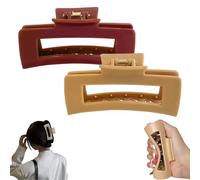 Soft Elastic Fashion Shark Hair Claw Clips 4 * 10.5CM Medium Cloud/Cozy Clips Flexible Unsnappable, Strong Hold Non-slip for Thick & Fine Hair (Red+Brown)