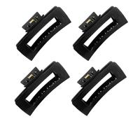 Soft Elastic Fashion Shark Hair Claw Clips 4 * 10.5CM Medium Cloud/Cozy Clips Flexible Unsnappable, Strong Hold Non-slip for Thick & Fine Hair (Black-4PCS)