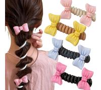 Soft Elastic No Damage Spiral Hair Ties for Women, Pearl Design Telephone Cord Hair Bands Comfortable for Everyday Wear and Special Occasions