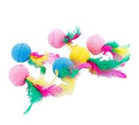 Soft Elastic Pet Latex Balls Toy Colorful Interactive Dog Cat Chew Toys Scratching Play Toy Pets Gift for Dogs Cats Puppy Kitten Play Exercise Ball Supplies (6pcs Feather ball)