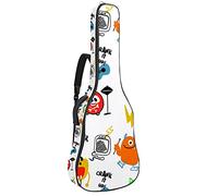 Soft Electric Guitar Gig Bag with Dual Adjustable Shoulder Strap for Bass Guitar Acoustic and Classical Folk Guitar Hand Drawn Monsters Music