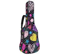 Soft Electric Guitar Gig Bag with Dual Adjustable Shoulder Strap for Bass Guitar Acoustic and Classical Folk Guitar Colorful Love Pattern