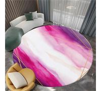Soft Elegant Marble Geometric Rug, Machine Washine Bedside Flannel Floor Pink Carpet - Short Pile Non Slip 120 cm Round Rugs for Living Room Bedroom