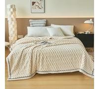 Soft Extra Thick Flannel Blanket, Solid Color Thickened Luxury Cozy Microfiber Plush Fuzzy Blanket, for Bed, Couch & Office Nap AllSeason Shrink & Fade Proof Decorative Blankets (Beige)