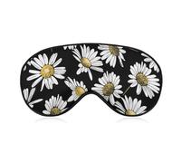 Soft Eye Sleeping Mask, Floral Chamomile Or Daisy Flowers Black Sleep Mask, Night Cover Unisex Comfortable Party Game