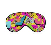 Soft Eye Sleeping Mask, Geometric Checkered Zebra Tiger Leopard Print Hot Pink Vintage Retro 80s 90s Sleep Mask, Night Cover Unisex Comfortable Party Game