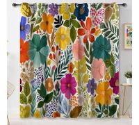 Soft Eyelet Blackout Curtains - Abstract Vibrant Flowers Print Design, Fully Lined Thermal & Noise-Reducing Panels, Easy-Glide Privacy Drapes for Any Room, Colorful, W 66" x L 72" (2 Panels)