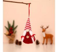Soft Fabric and Knitting Holiday Gnome Ornament for Hanging on Christmas Tree, Wall, Shelf or Fireplace, Decorative Plush Doll Accent (f)