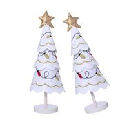 Soft Fabric And Wood Christmas Tree Holiday Fabric Christmas Tree Ornament With Wood Stand And Embroidery Accessory Cotton Filled