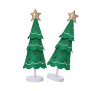 Soft Fabric And Wood Christmas Tree Holiday Fabric Christmas Tree Ornament With Wood Stand And Embroidery Accessory Cotton Filled