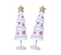 Soft Fabric And Wood Christmas Tree Holiday Fabric Christmas Tree Ornament With Wood Stand And Embroidery Accessory Cotton Filled