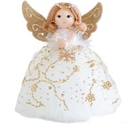 Soft fabric angel girl figure ornament with tree crown star for Christmas, combining modern simple style for a warm and inviting holiday ambiance