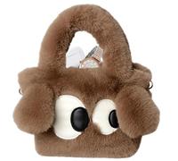Soft Fabric Bag, Plush Fabric Bag, Furry Plush Handle Bag - Coin Bag Accessories Shopping Bag with Cute Expression Shaggy Bag Shopping Bag Women's Shoulder Bag for Shopping Dating Bag, brown, se