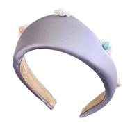 Soft Fabric Headbands Wide High Skull Hairband With Pearls Decors And Crowns Design For Women Various Occasion Outfit