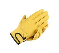 Soft Fabric Leather Gloves Providing Reliable Safety in Various Applications Including Gardening and Welding Tasks (Yellow)