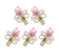 Soft Fabric Pearls Side Hair Clip Handwoven Detail Gentle Hold for Daily Activities Side Grip