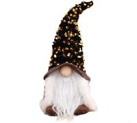 Soft Fabric Santa Claus Ornament with LED Lights for Christmas Holiday Decoration on Tables and Shelves (Brown)