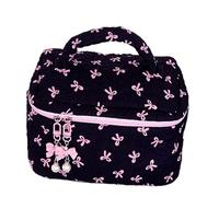 Soft Fabric Wash Bag, Cosmetic Bag, Quilted Beauty Organiser, Fabric Organiser, Reusable Make-Up Storage Organiser, Large Capacity for the Toilet, black, see description, See description