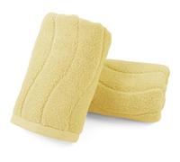 Soft Face Towels Set of 2, Wavy Striped Decorative Bathroom Towel for Guset Room Gym Spa 13”x29”, Light Yellow